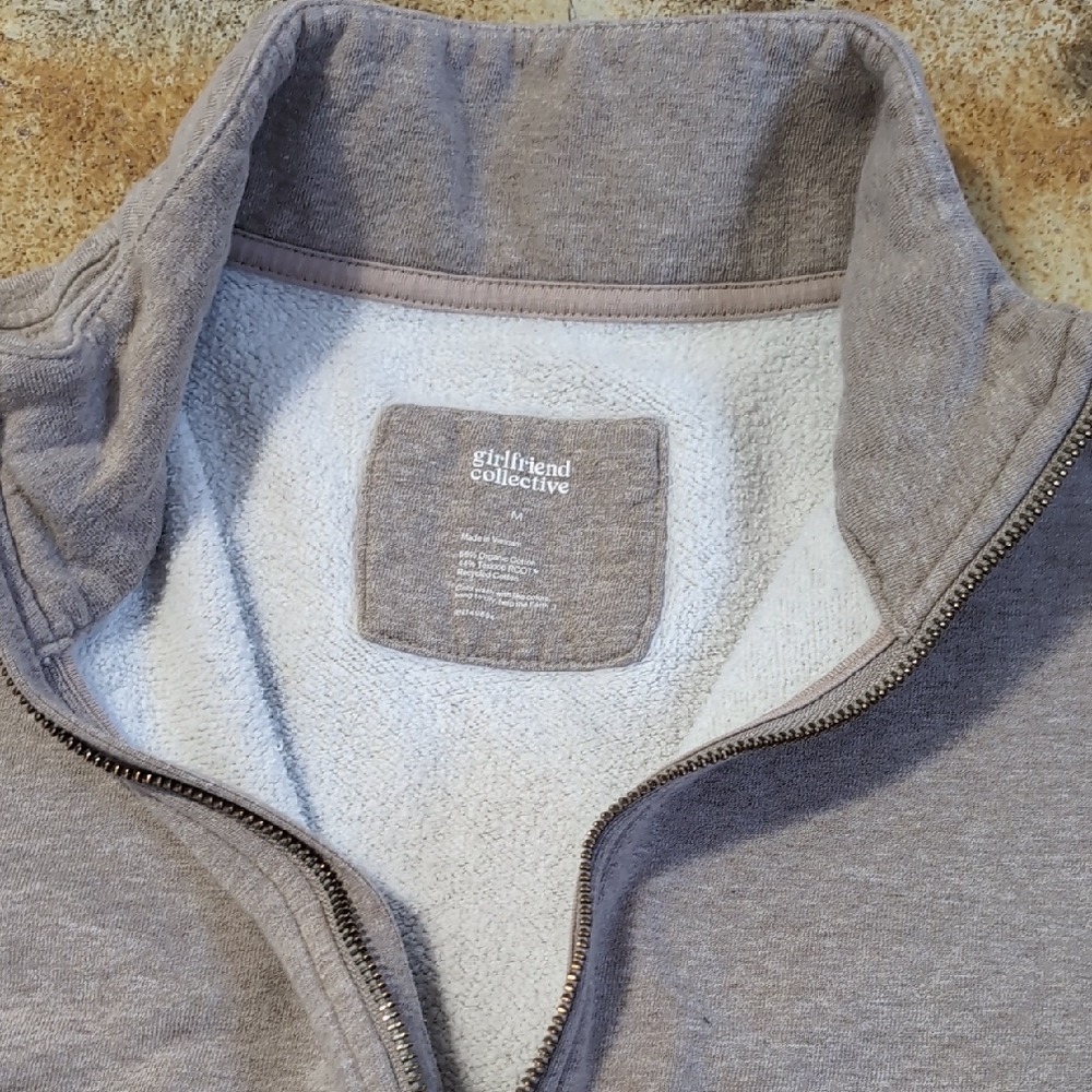Girlfriend Collective Cotton Sweat Set Pants Joggers Pullover Sand Size M - Picture 5 of 15